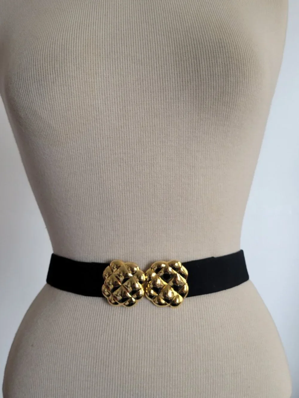 Women’s Black Soft Cloth Stretchable Belt w/Interchangeable Buckle